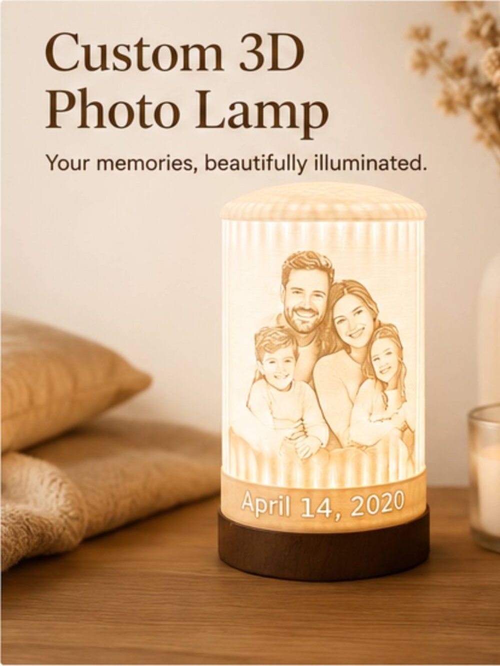 Custom 3D Photo Lamp Personalized LED Night Light, Family, Couple, Pet gift